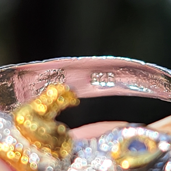 Star ๐ sapphire crocodile ๐ sterling & gold ring sz8 adjustable - Picture 4 of 7